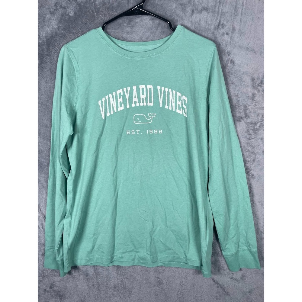 NWT Vineyard Vines Long Sleeve Heritage T Shirt Green White Size Medium